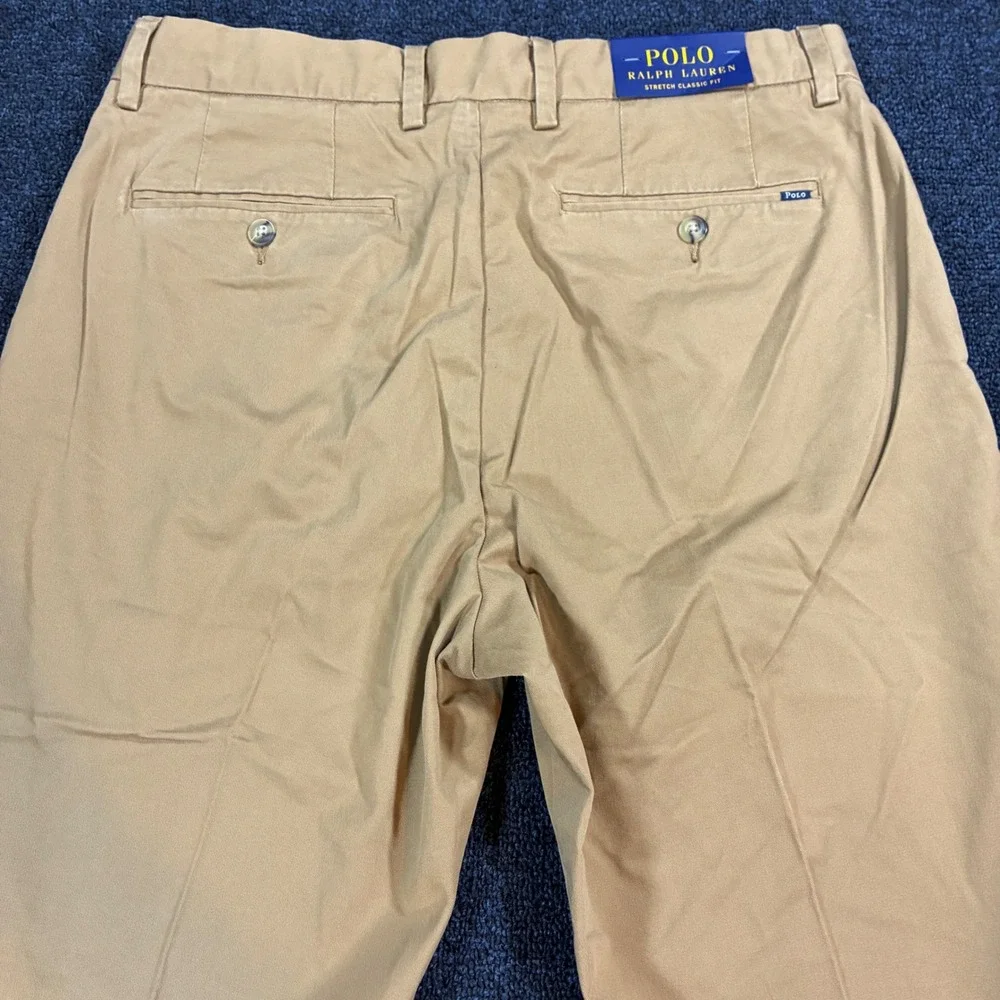 Polo Ralph Lauren Stretch Classic Fit Pants Mens 32x34 Tan Chino Khaki Cotton